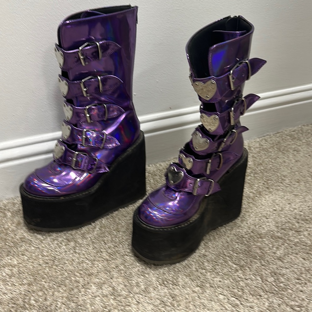 purple platform Rave boots